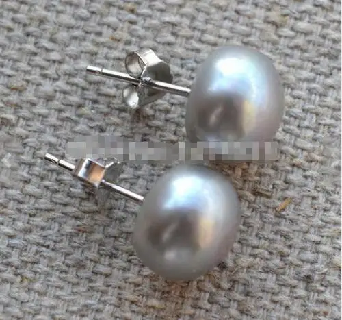 Wedding Bead Jewelry, Aaa 9.5 - 10MM Gray Freshwater Pearl Color Stud Earrings, Bridesmaid Earring, 925 Sterling Silver Jewelry