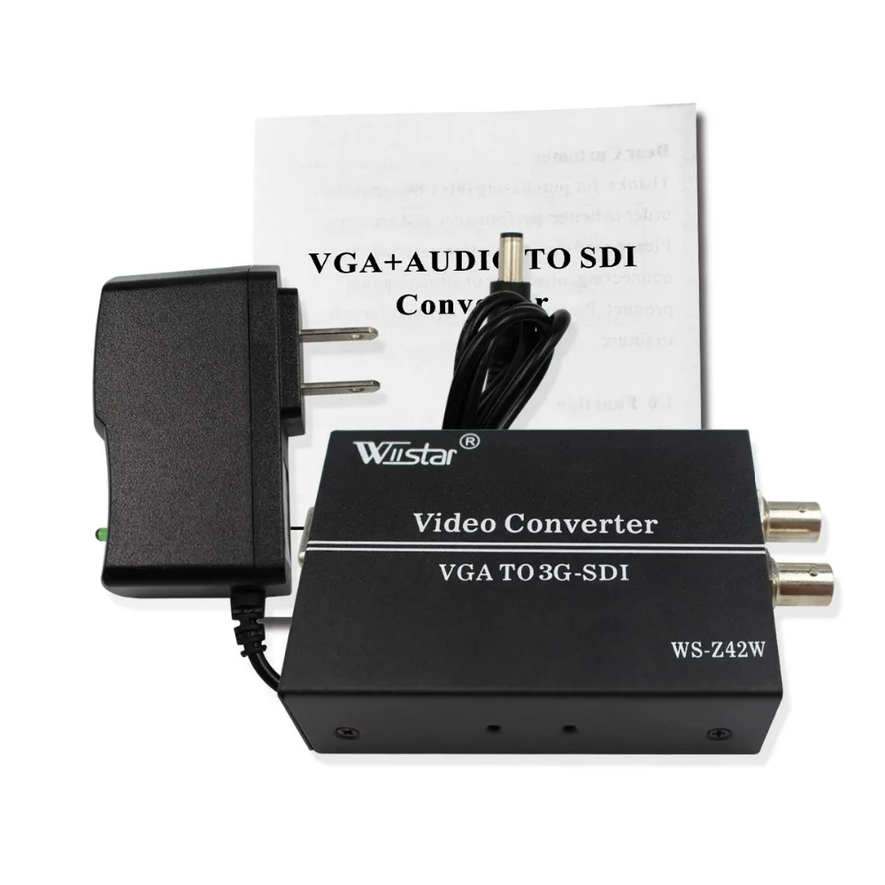 Wiistar VGA to SDI Converter VGA to BNC Audio Video Adapter SD HD 3G-SDI for CCTV PC