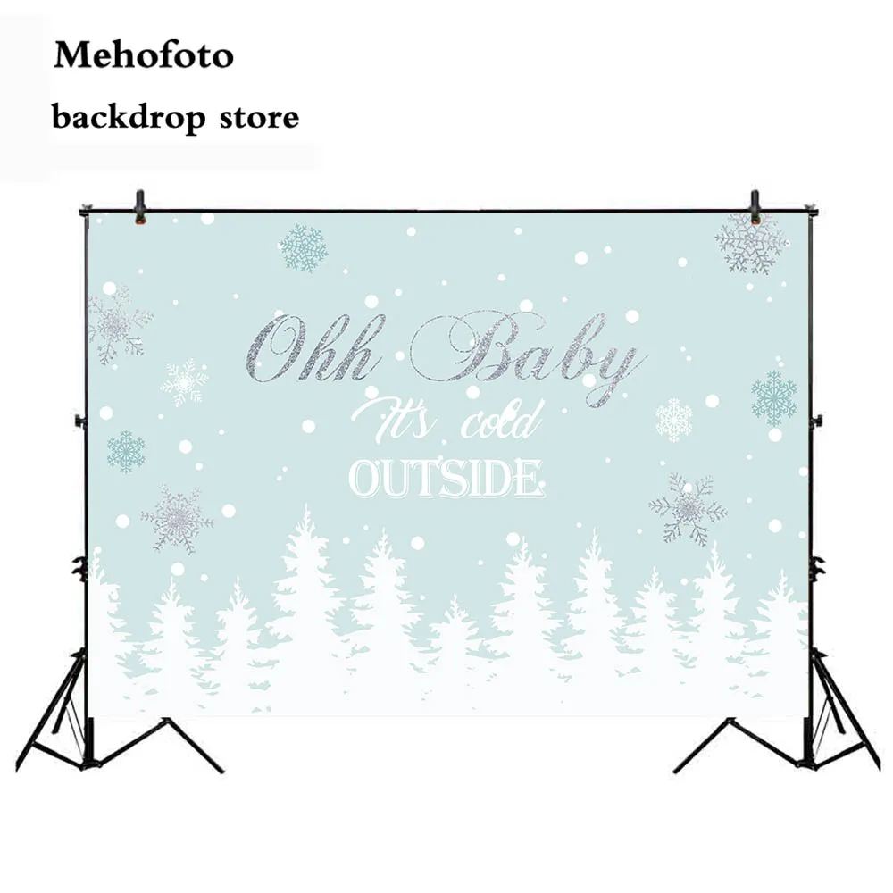 

Ohh Baby is Cold Outside Newborn Baby Shower Winter Birthday Theme Party Decoration Snowflake Backdrop for Photo 202