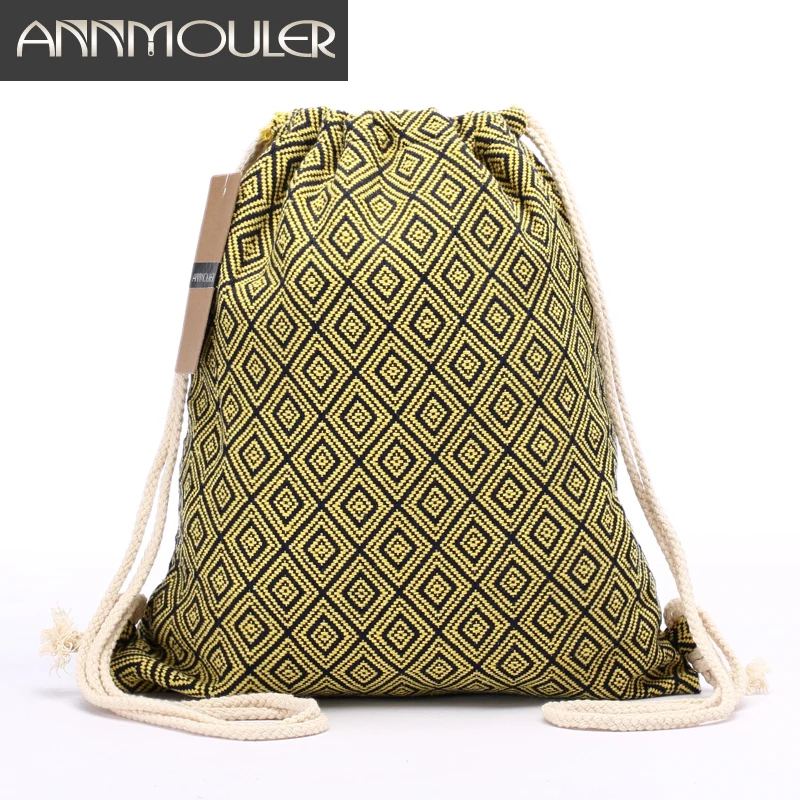 Mochila estilo bohemio para mujer, bolso de hombro Vintage, Hobo, Hippie, Azteca, Tribal, con cordón