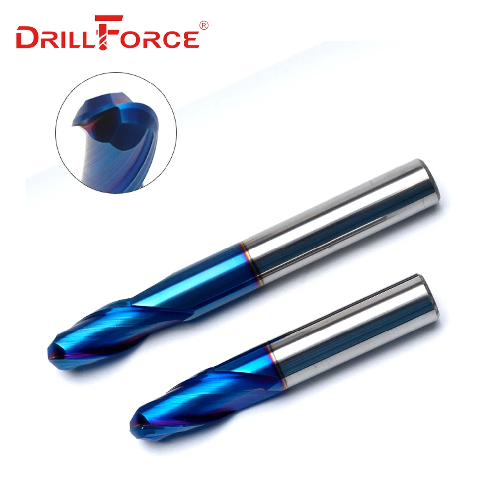 1 PC R0.5mm-R6mm HRC65 Solid Carbide 2 Flauti Sfera Naso End Macinapepe Fresa Utensili CNC (0.5 /0.75/1/1.5/2/2.5/3/3.5/4/5/6 mm)