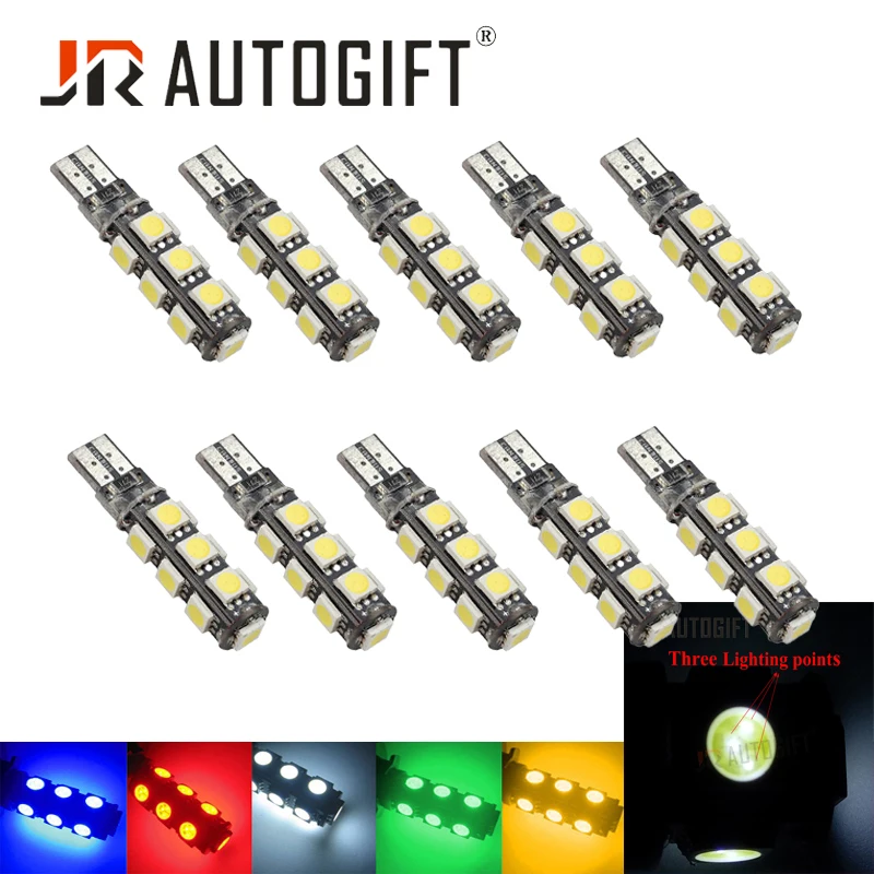 

100x T10 Canbus 194 W5W 5050 13 smd Car LED Error Free Light parking Bulbs license plate Rear lamp 24V 12V Red/Yellow/Blue/Green