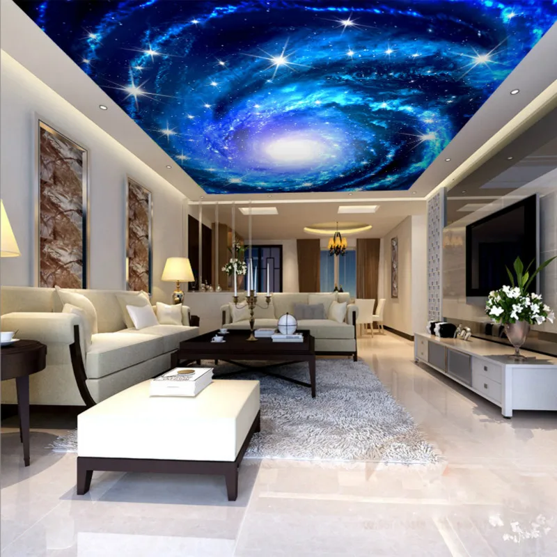 

Custom large custom ceiling KTV Star Hotel bar non-woven 3D wallpaper 3D fantasy theme ceiling fresco