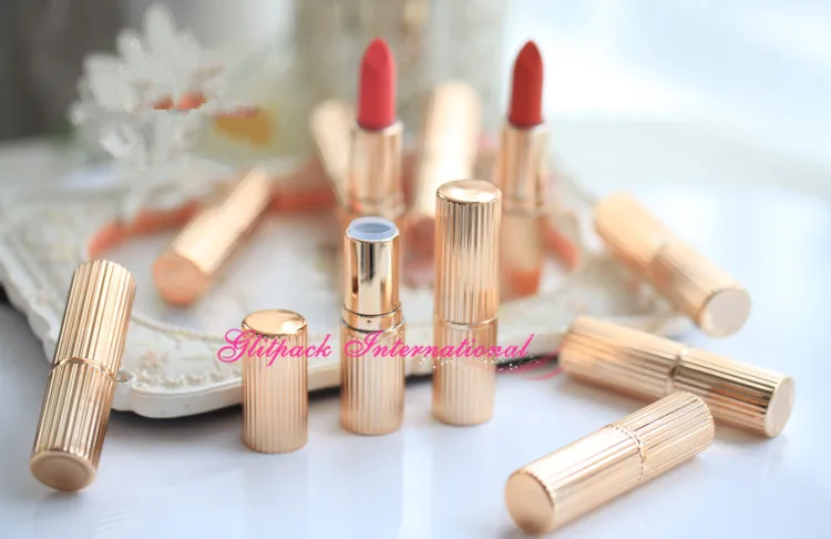 50pcs/lot 12.1mm 5g Bulk Selling Stripe Metallic Gold Empty Lipstick Tube Elegant chapstick tube Lipstick container lippie Tube