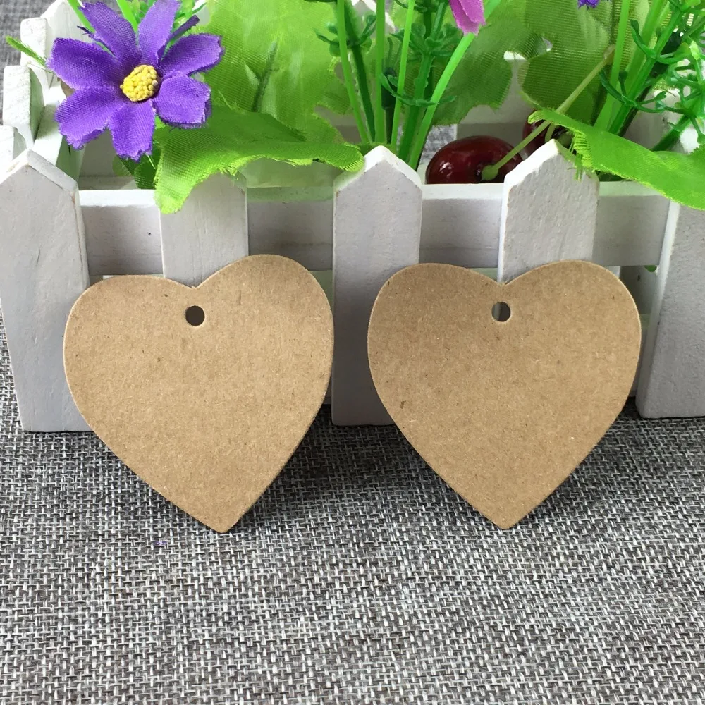 200 pcs/lot 5.5x5cm DIY blank heart shape kraft paper tags/gift decorated card/baking price tags/clothing tags