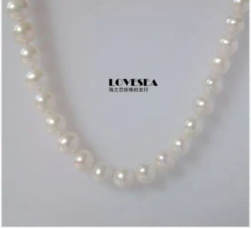 free shipping classic 10-11mm AAA WHITE PEARL NECKLACE 18INCH 925S