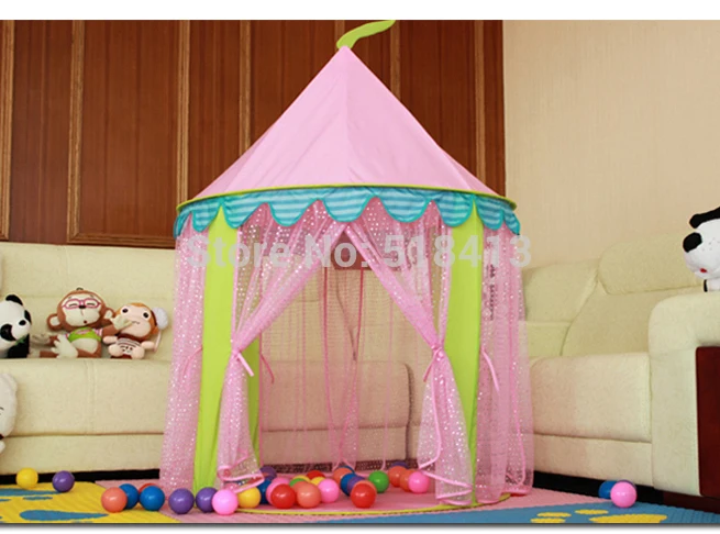 Tente d'intérieur pliable pour enfants, grande maison de princesse rose, balle océanique, jeu de piscine, tissu pliable, cadeau pour étudiant, 2020