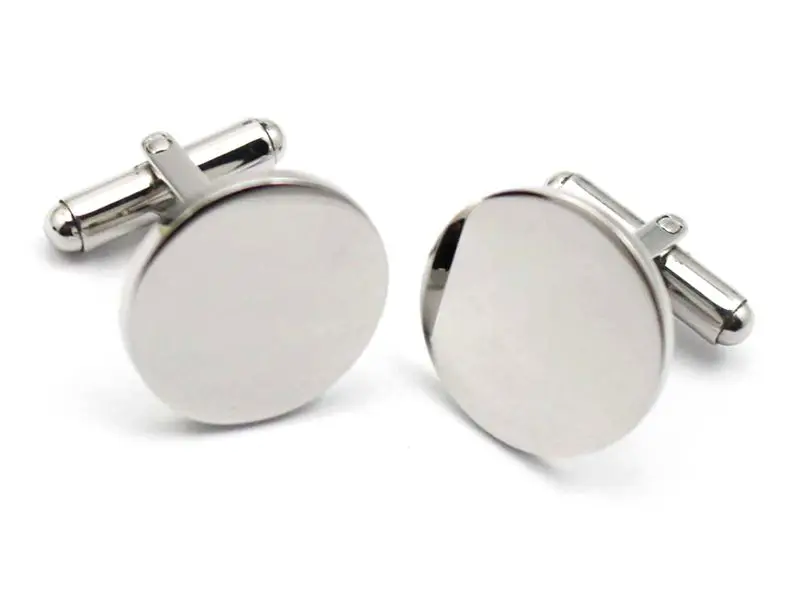 316L Stainless Steel Novelty Cufflink Shirt Circle Cufflinks Wedding Blank Round Design Men Cuff links