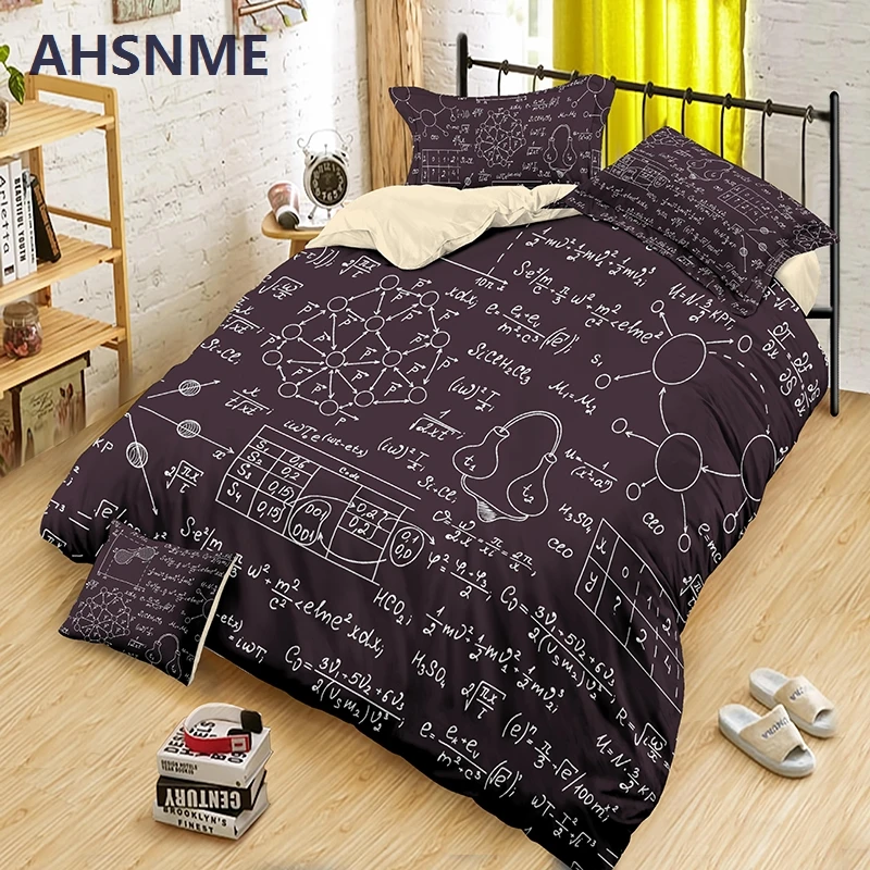 Imagem -02 - Ahsnme-matemática Conhecimento Bedding Grupo Biológica Duvet Cover Conjuntos King Size para Cama de Casal Colcha Drop Shipping Pcs Pcs