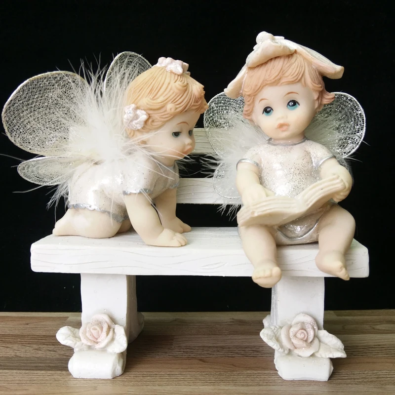 

Cute Angel Ornaments Desktop Small Decorative Sculpture Resin Figure Ornaments Retro Flower Fairy Home Garden Pot Decoration