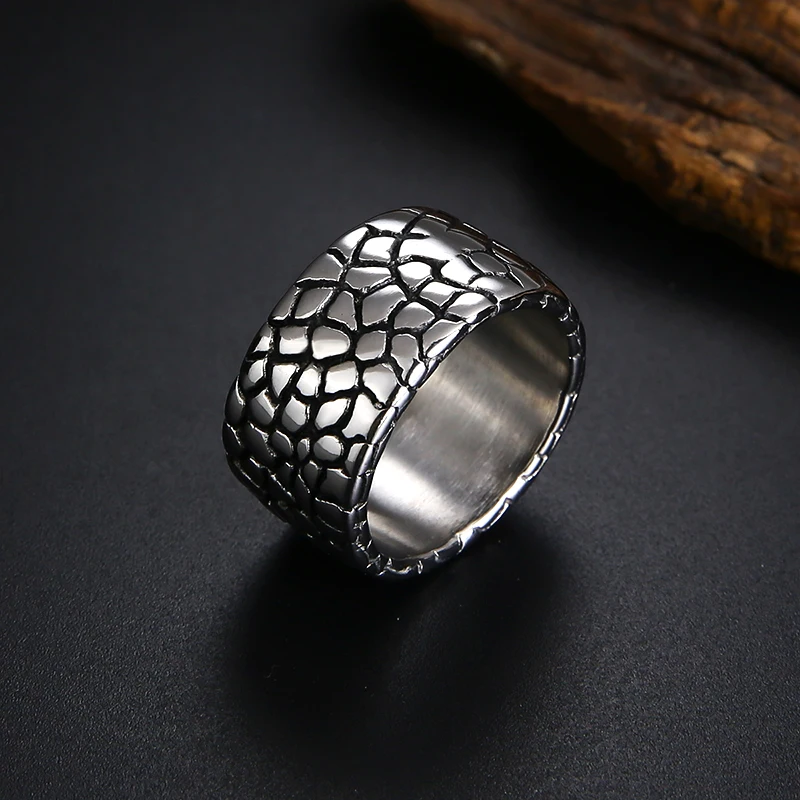 Men\'s Band Ring 10mm Wide Vintage Round Circle Signet Ring for Men Stainless Steel Cool HipHop Rings Jewelry Drop Shipping