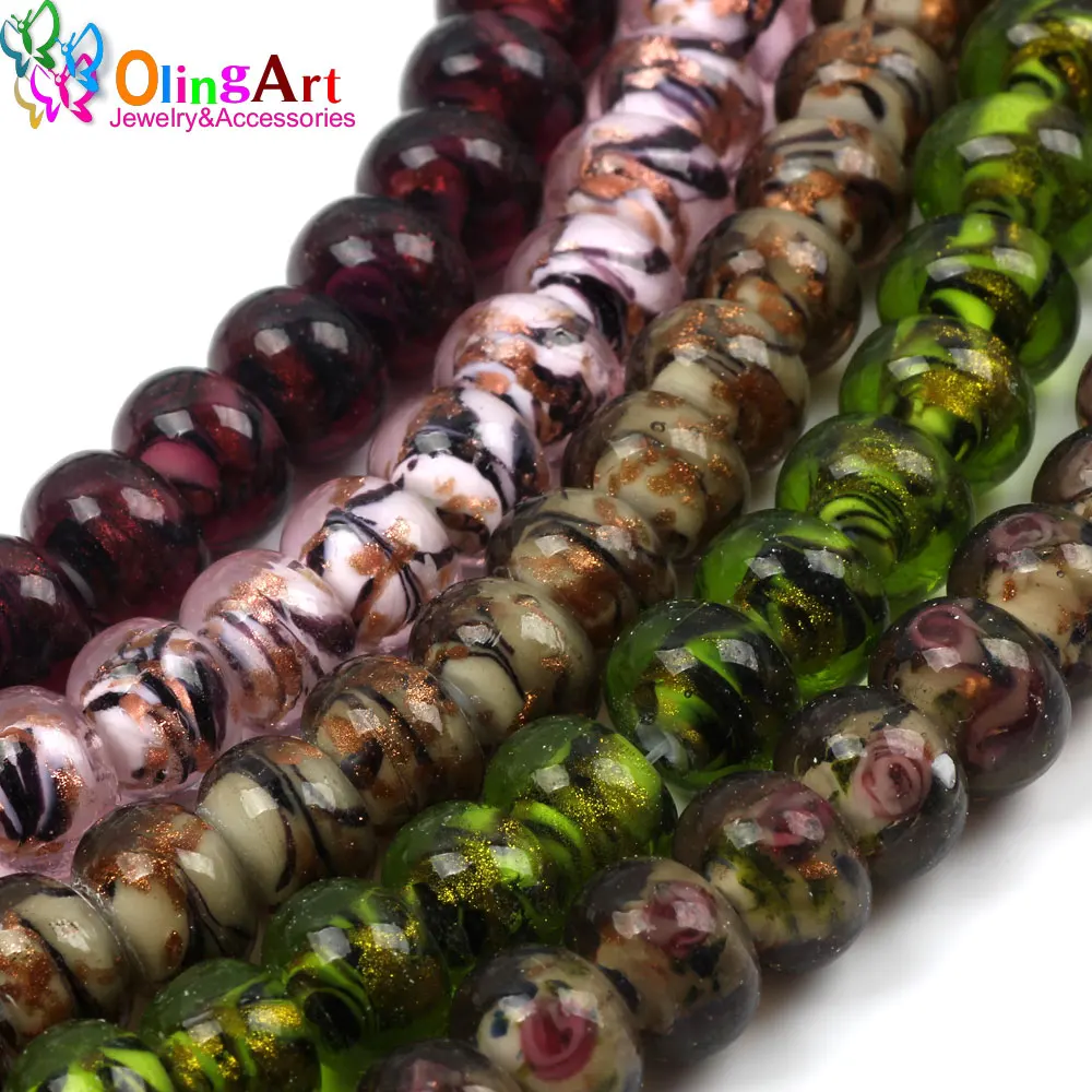 6pcs/Lot 12mm Lampwork Glass Beads Round With Golden Sand DIY Bracelet Choker Necklace Jewelry Making
