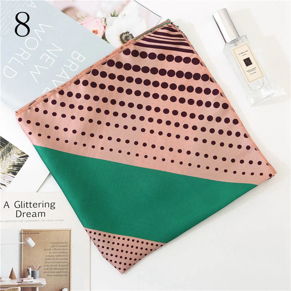 Lenço de seda feminino de luxo, cachecol quadrado de cabelo, cetim, pescoço, garçom, vôo, negócios, bandana, 50cm