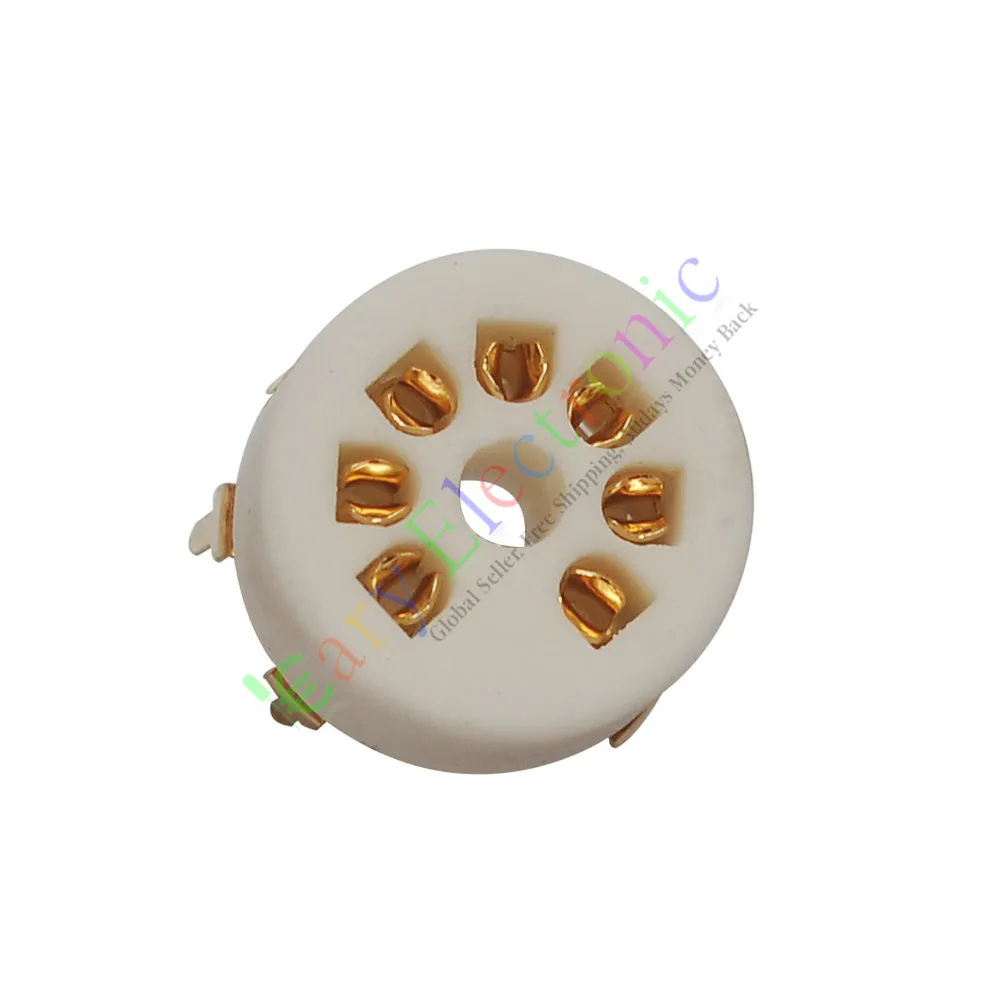 Wholesale and retail 100pc 7pin Gold Ceramic vacuum tube sockets valve base B7G 6AU6 EF95 6C4 6X4 6066 free shipping