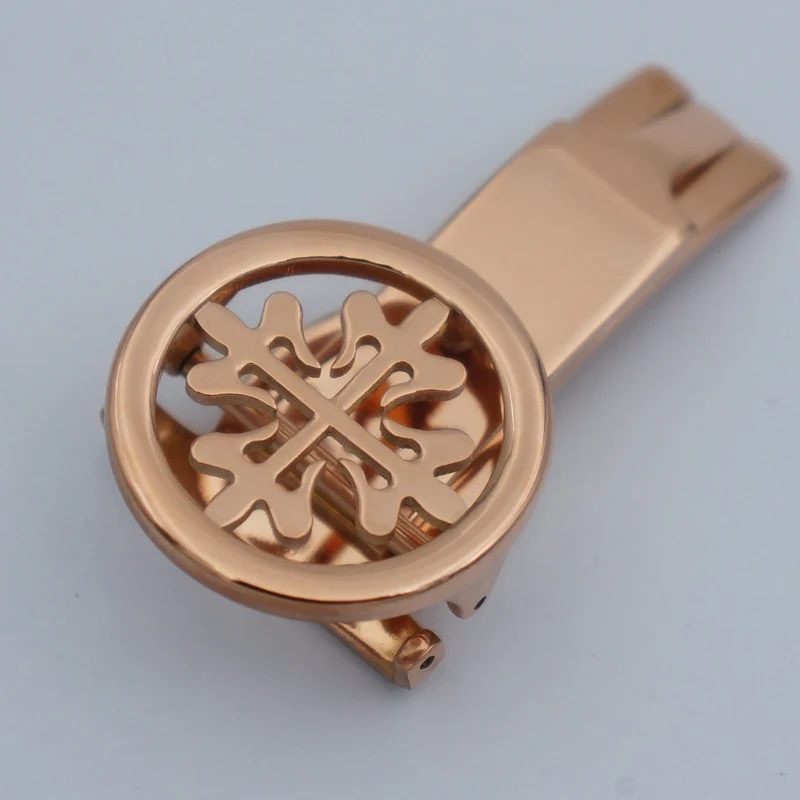 MAIKES High Quality Fashion Watch Button Watch band Folding Clasp Buckle 18mm 20mm Rose Gold Case For Patek