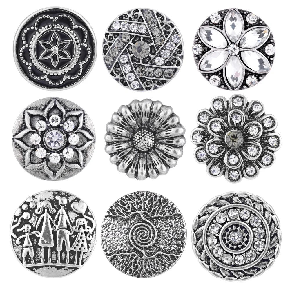 50pcs Mix Pack Newest Styles Grey Series GingerSnaps 18mm Snap button Charms Snap Jewelry Vn-1984*50