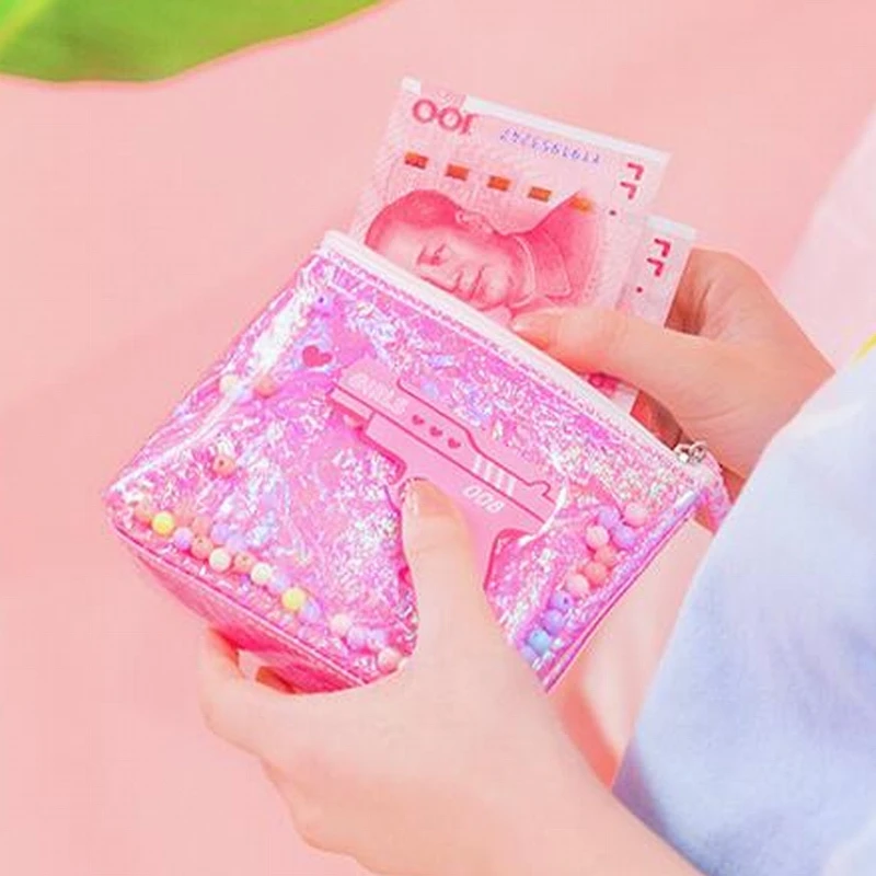 Milkjoy sleepless girl pearl coin wallet sequins harvests girl\'s heart makeup bag coin purses