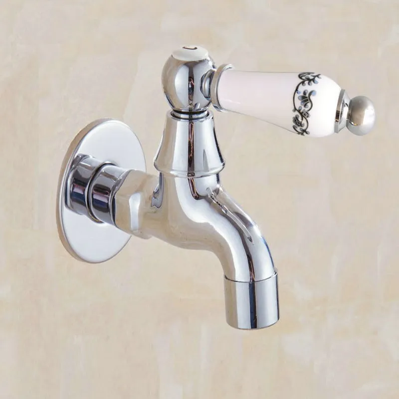 Polished Chrome Wall Mounted Garden Washing Machine Water Tap Faucet Brass Mop Pool Sink Faucet Water Tap KD086