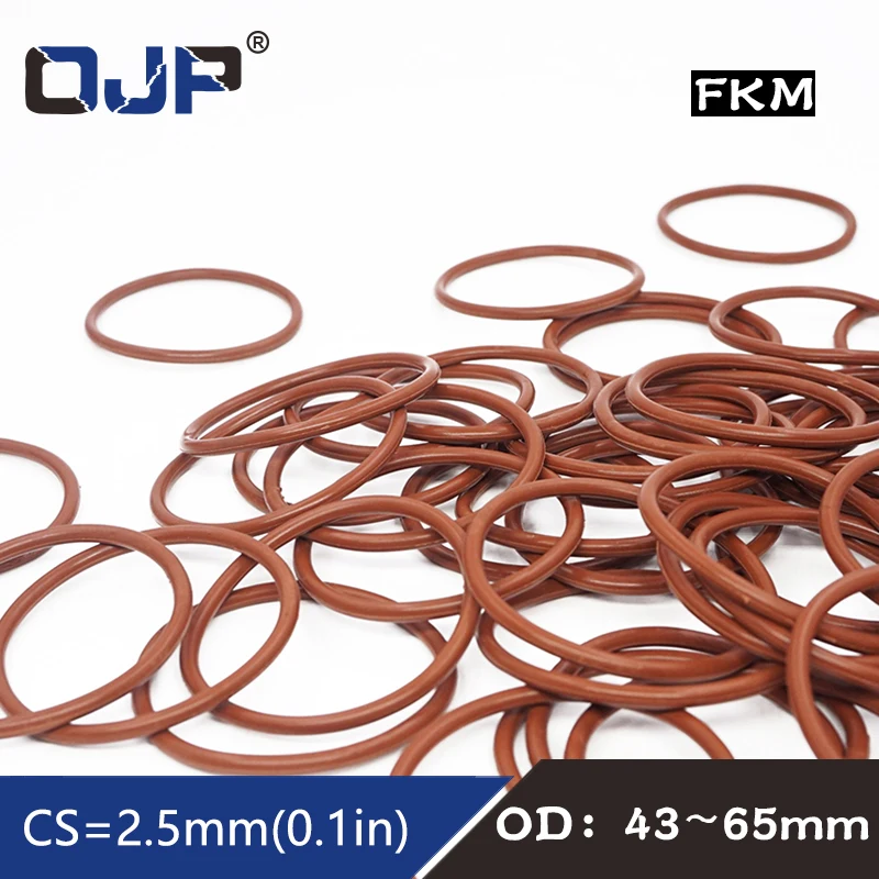 2PCS Fluorine rubber Ring Brown FKM O ring Seal OD43/44/45/47/48/49/50/55/60/65*2.5mm Rubber O-Ring Seal Oil Ring Fuel Gaskets