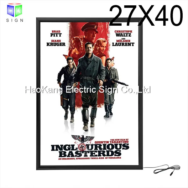 27 x 40 Inch Movie Posters Adertising Black Aluminum Frame Led Light Box Display , Backlit advertising Poster Frame