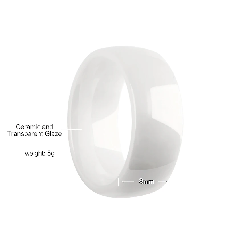 8MM Width Smooth Men Rings Comefor Fit White Ceramic Rings For Women Men Wedding Party Anniversary Jewelry Wholesale