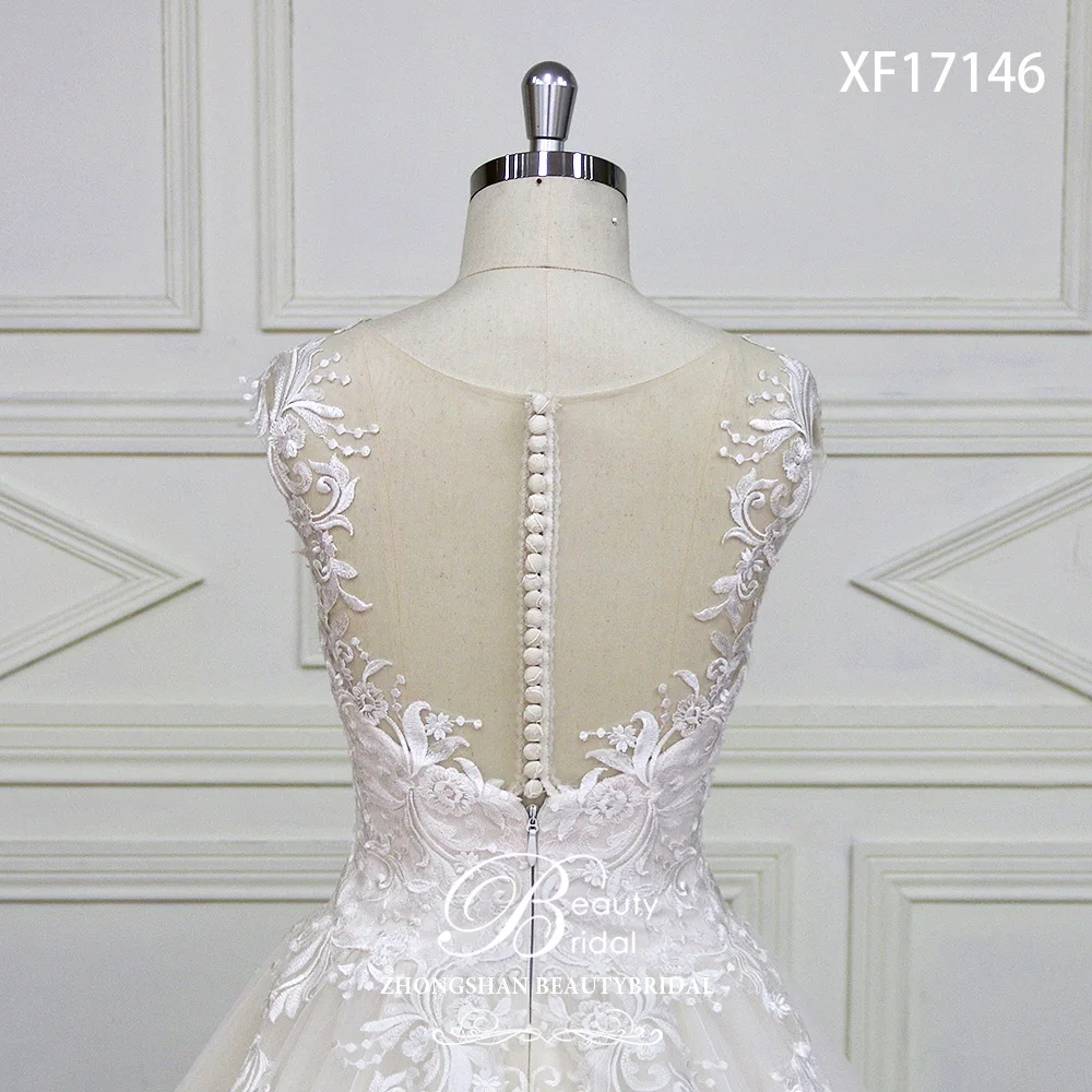 High-end Custom made Lace Ball GownWedding Dress Illusion Sweetehart Court Train Vestido de Noiva Bride Dresse XF17146