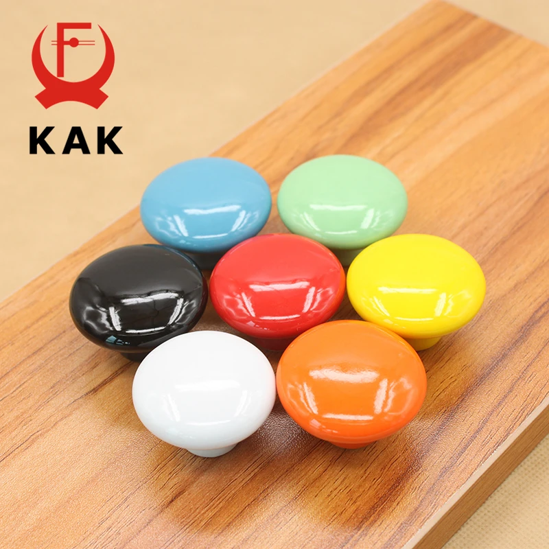 Picture 4: KAK Candy Color Round Furniture Knobs Ceramic Drawer Knobs Cabinet Pulls Kitchen Handle Furniture Handle for Kids Room Hardware