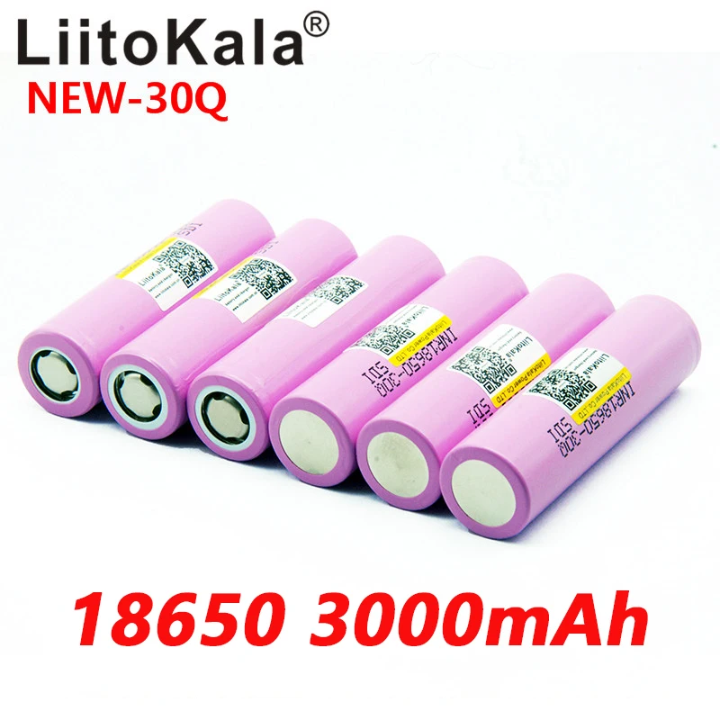 LiitoKala جديد INR18650 30Q 18650 3000mAh بطاريات بطاريّة ليثيوم قابلة لإعادة الشحن