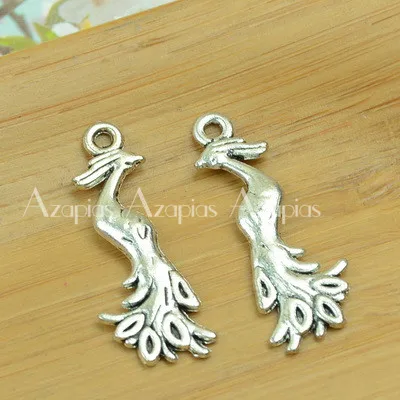 peacock shape charm diy jewelry supplies findings god bird animal pendant antique silver choker bracelet wholesale free shipping