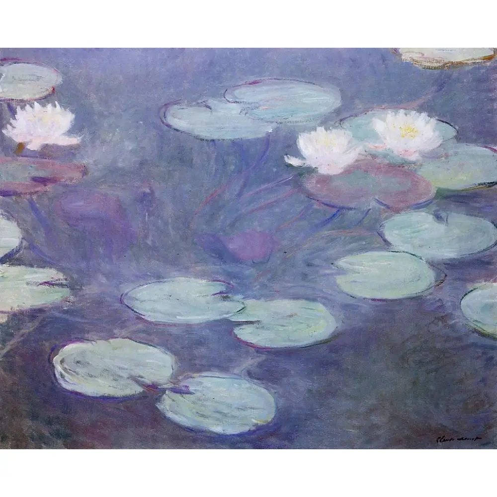 

High Quality Claude Monet Modern Art Pink Water Lilies Oil Paintings Reproduction Hand Painted for Office Room Wall Decor