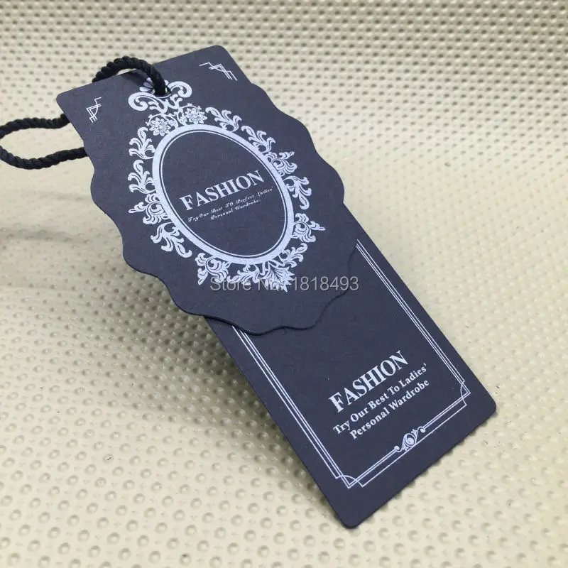 custom black matt laminated cardboard tags/ custom shape cutting tags/clothing kraft paper hang tag/garment tags printing