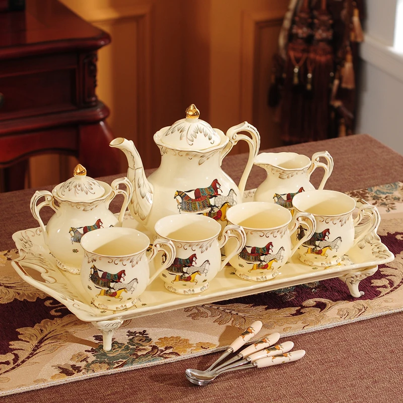 Europe Madam Royal coffee cups set Cold hot Water cups British Porcelain Tea Set Teaware Sets tea party coffee cups set