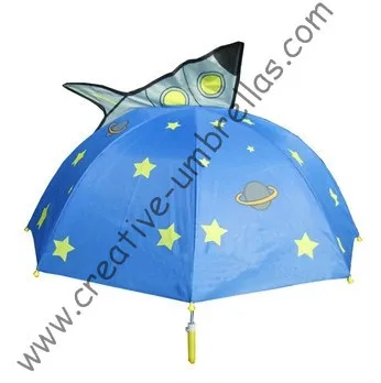 

Children umbrella,kid animal cartoon umbrella--Blue Rocket,auto open.8mm metal shaft and fluted ribs,safe kid umbrellas