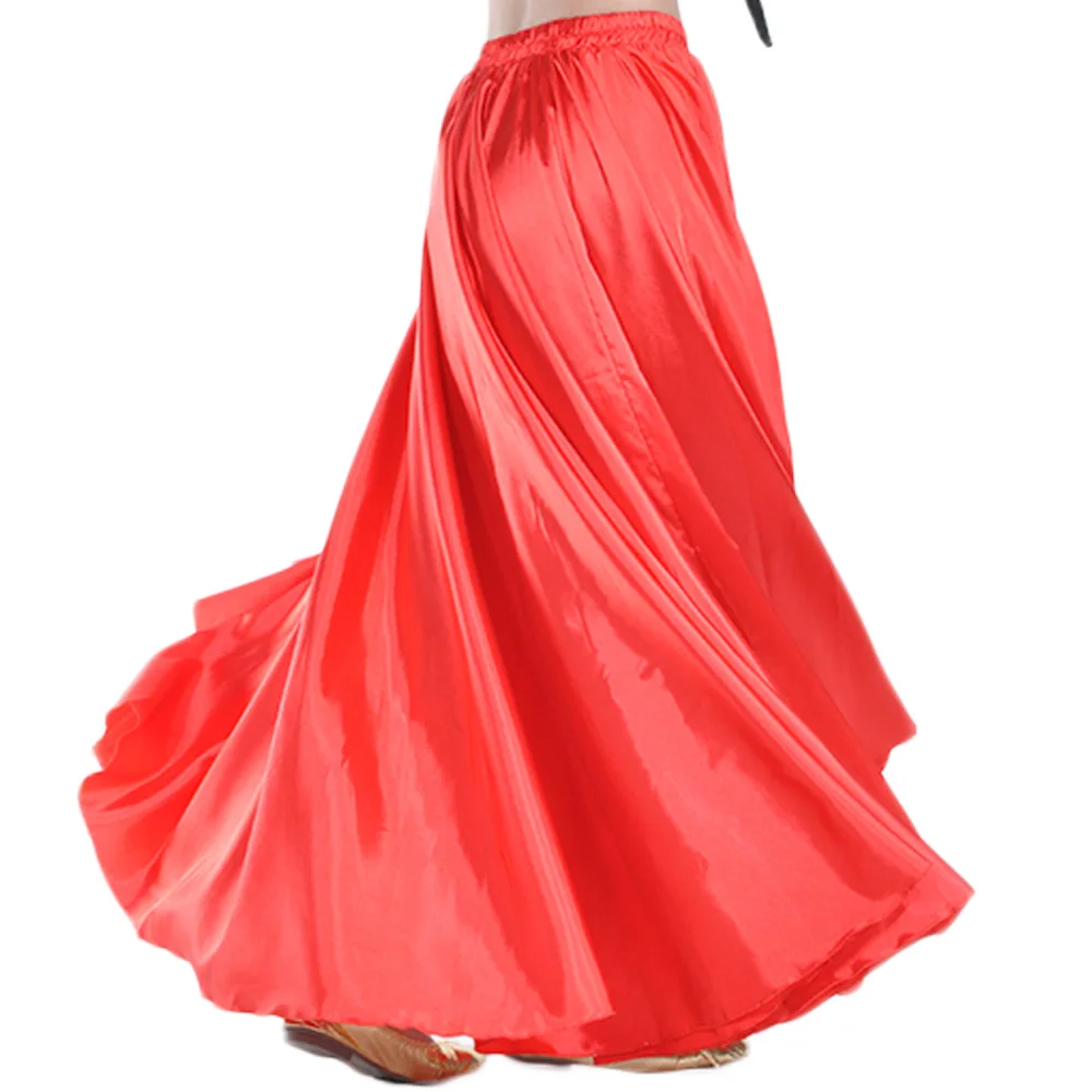 Belly Dance 360 Degree Professional Dance Practice Skirt Women Satin Dance Costume Flamenco Skirts Belly Dancing Skirt 14 Colors