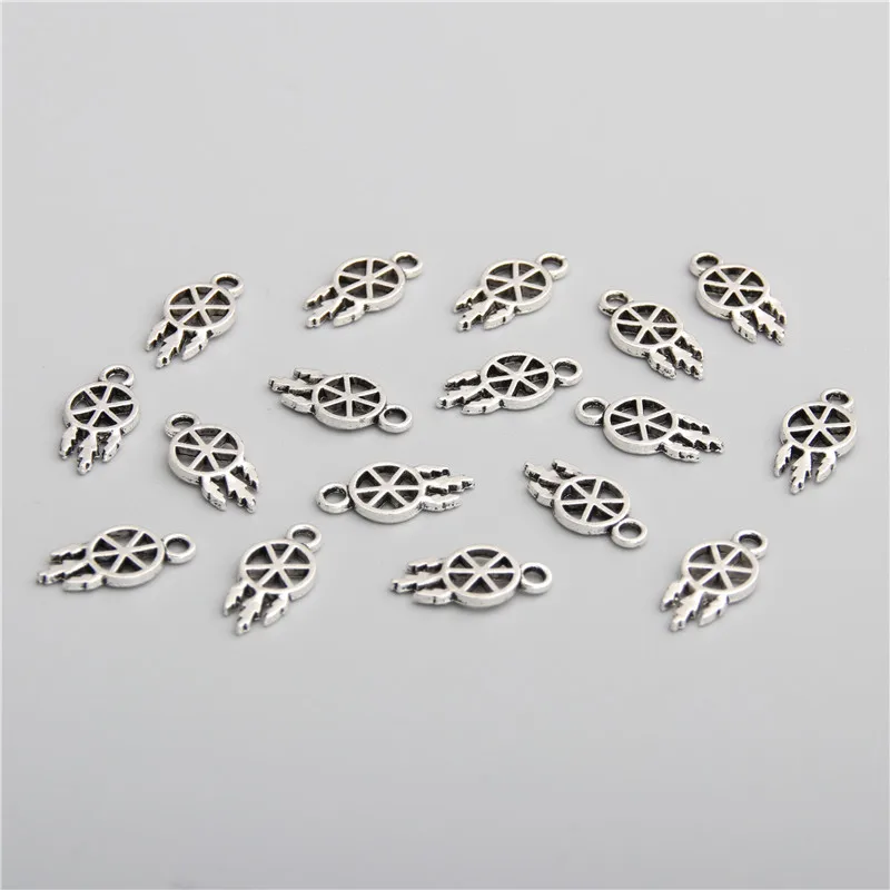 100pcs DIY Jewelry Polished Small Dreamcatcher Charm Pendants For Bracelet Necklace Jewelry Making A2764