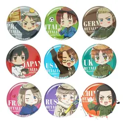 Axis Power HETALIA Anime badge The World Twinkle Italy France Russia USA UK Spain Prussia Badge Brooch Pins