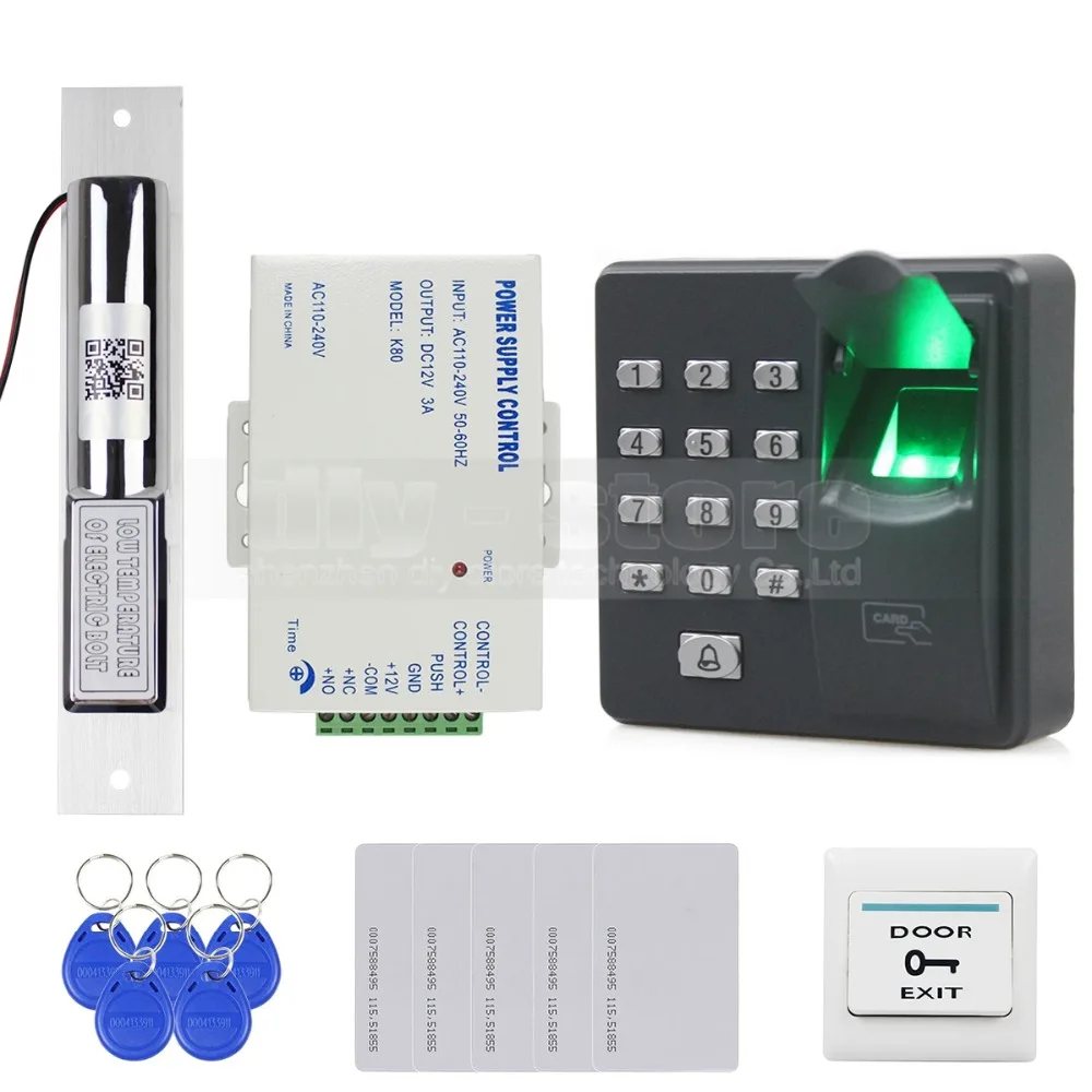 

DIYSECUR Biometric Fingerprint RFID 125KHz Password Keypad Door Access Control System Kit + Electric Bolt Lock