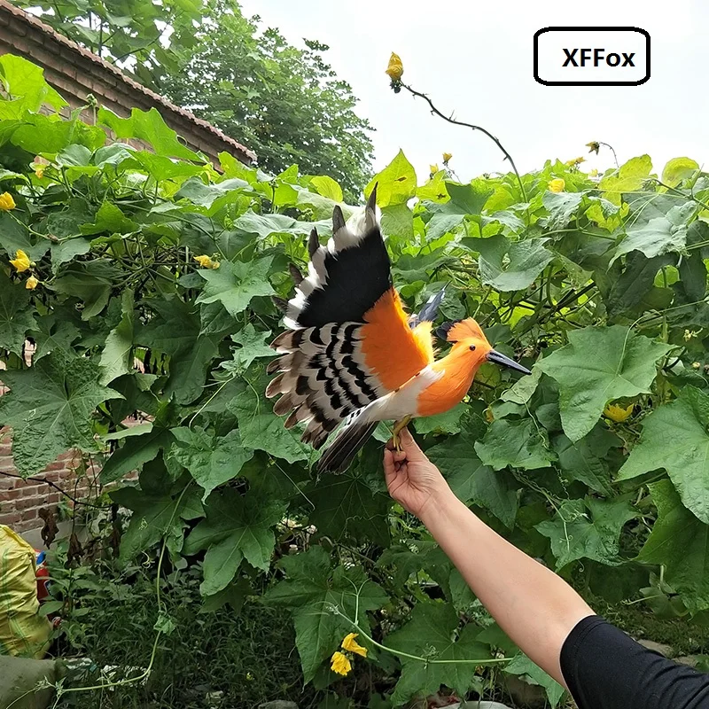 new simulation orange Hoopoe bird model foam&furs wings Hoopoe lifelike bird gift about 35x50cm xf0777