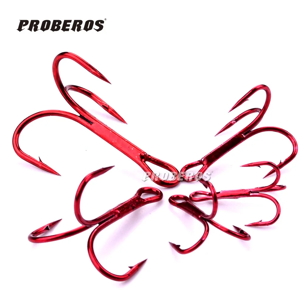 100pcs/lot  Fish Hook Treble Hooks Red Fishhook Peche Carpe Triple Fishing Hooks Free Shipping