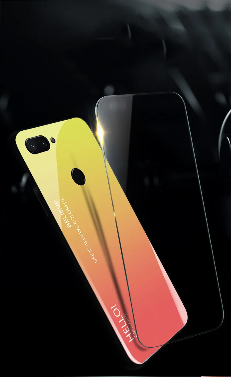 For Xiaomi Mi 8 Lite Case Luxury Hard Tempered Glass Gradient Protective Back Cover case For xiaomi mi 8lite full cover shell