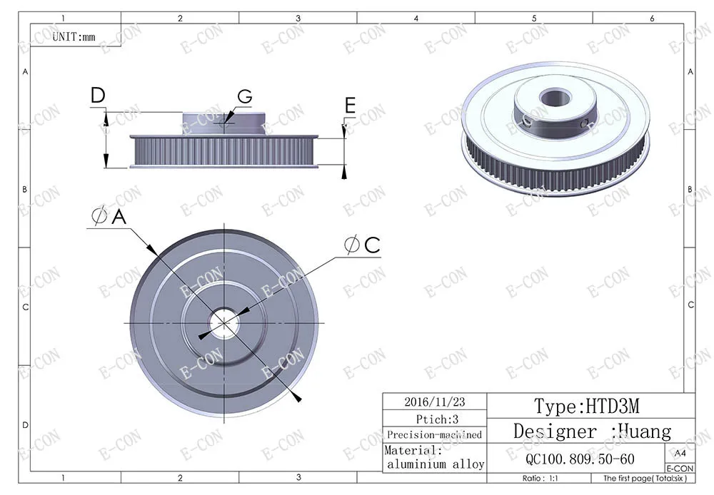 1pcs 3M HTD3M Timing Belt Pulley 80 Teeth 9.5mm 3/8'' Bore 11mm Width Stepper Motor