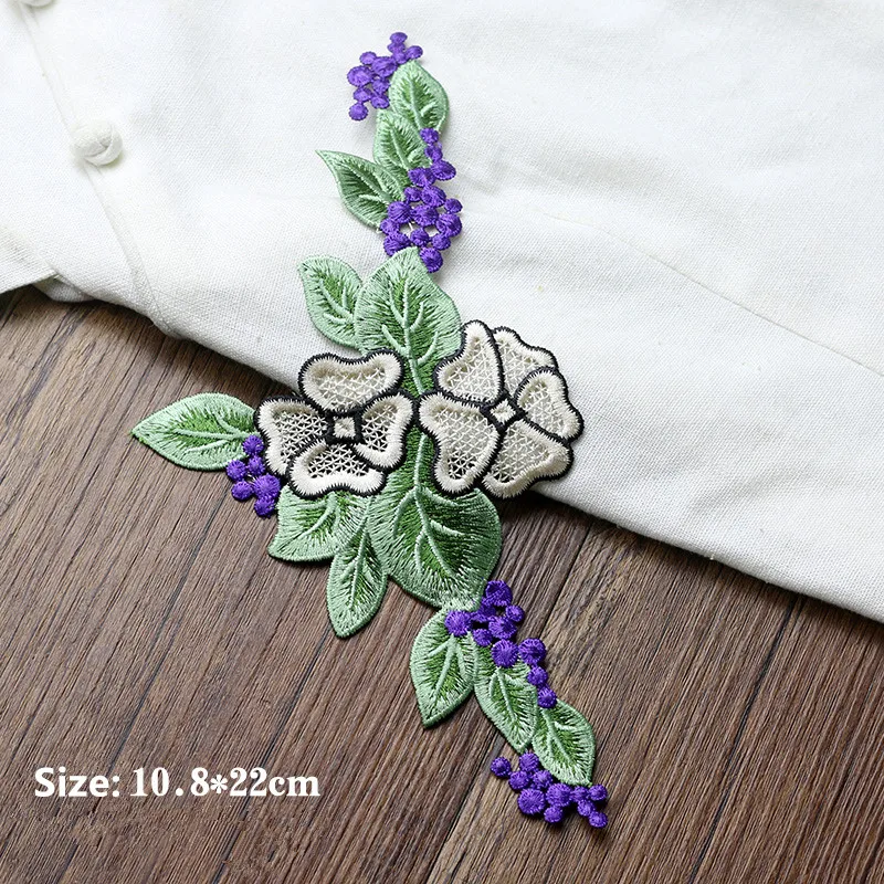 AHYONNIEX Brand Exquisite Soft Summer Embroidery Flower Patches for Clothing Lace Dress DIY Applique Accessories Sew On Patches