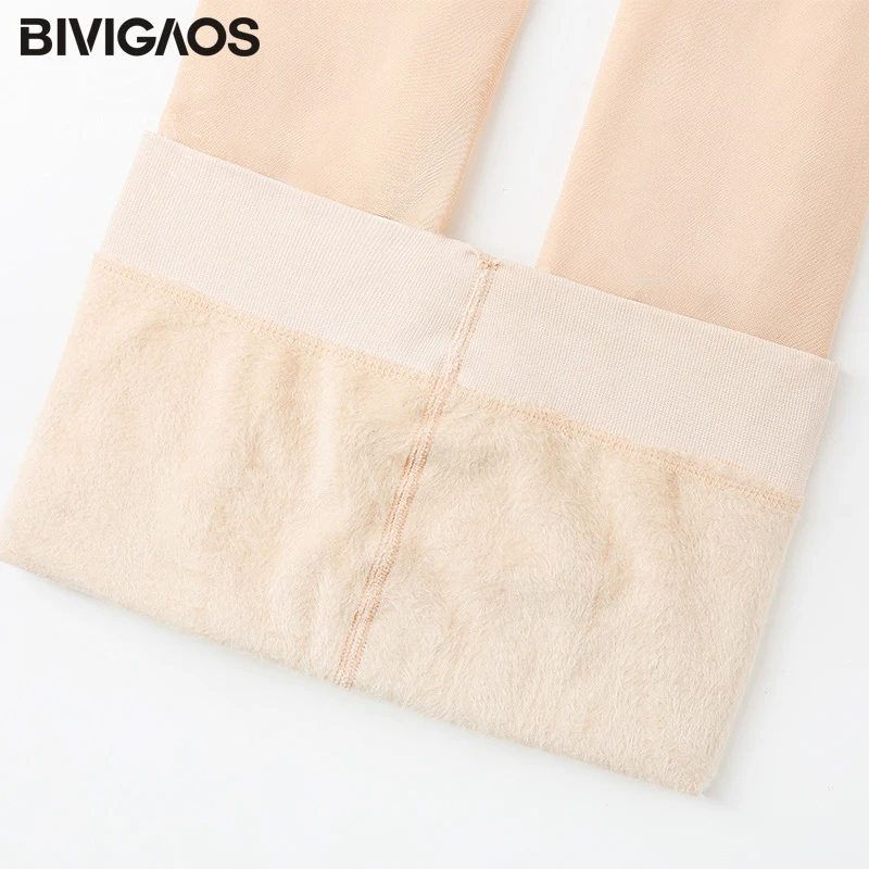 BIVIGAOS autunno inverno nuovo artefatto gamba nuda pantaloni Legging caldi Leggings in velluto falso attraverso la pelle Leggings Sexy donna 200 g