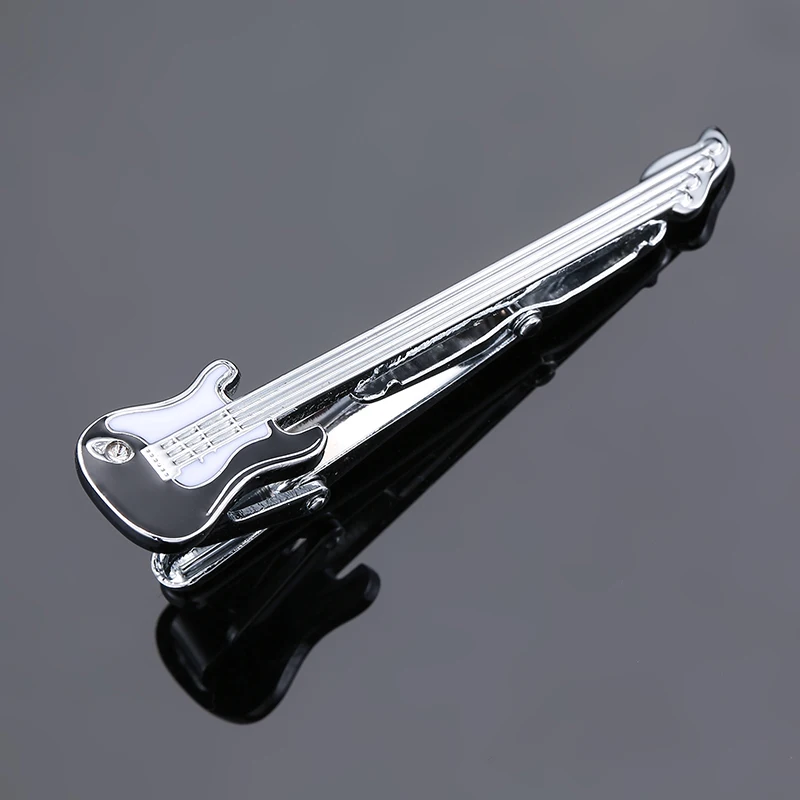 silver color Guitar Viola Tie Clip Pin Clasp Bar Metal Tie Clips For Mens Accessories High Quality Wedding Gift Brand Jewelry