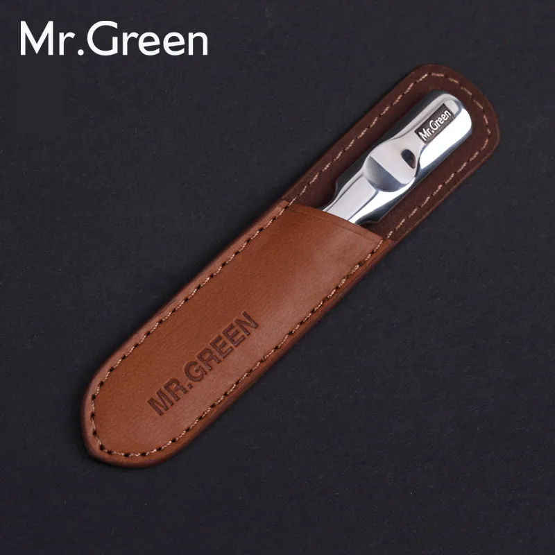 MR.GREEN stainless steel metal nail file buffer professional shaper  manicure tools polishing strip  sanding with leather case