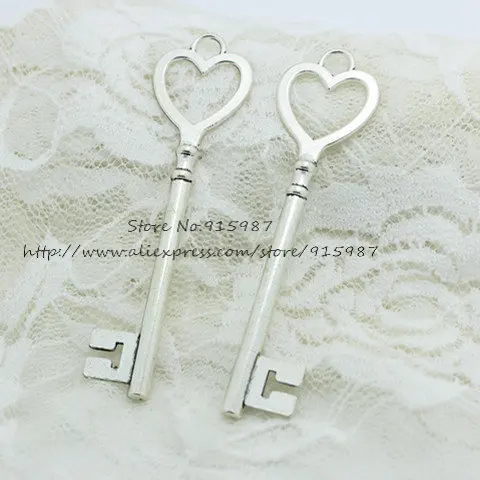 

Sweet Bell 10pcs/lot Vintage Metal Lovely Heart Key Pendant Charms 22*83mm Fit Jewelry Making Charms D0794