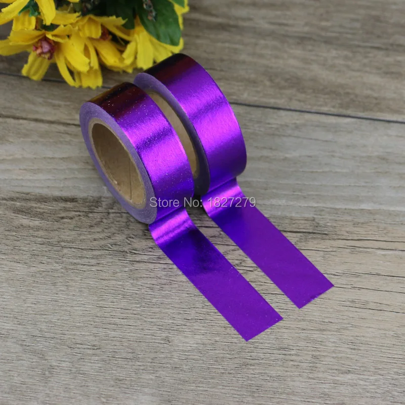 1pcs Purple Solid Foil Washi Tape Stationery Diy Scrapbooking Photo Album School Tools Kawaii Scrapbook Paper Washi tape 10m