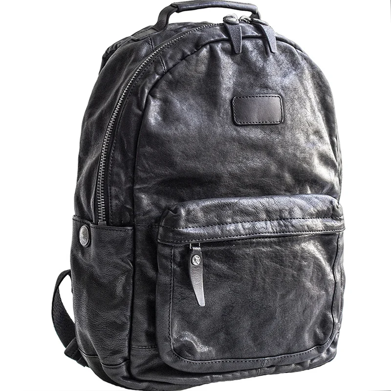 AETOO first layer cowhide leather Fashion Street trend leather shoulder cowhide male backpack large computer bag