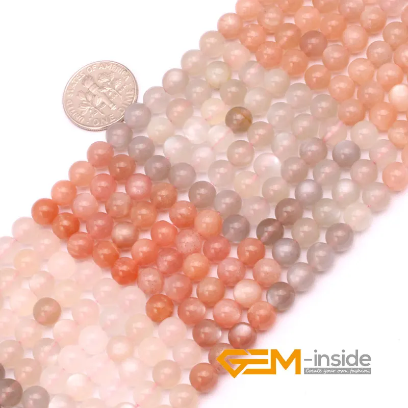 Natual Gem Stone Multi-Color Moonstone Round Beads For Necklace & Bracelet Jewelry Making Strand 15\