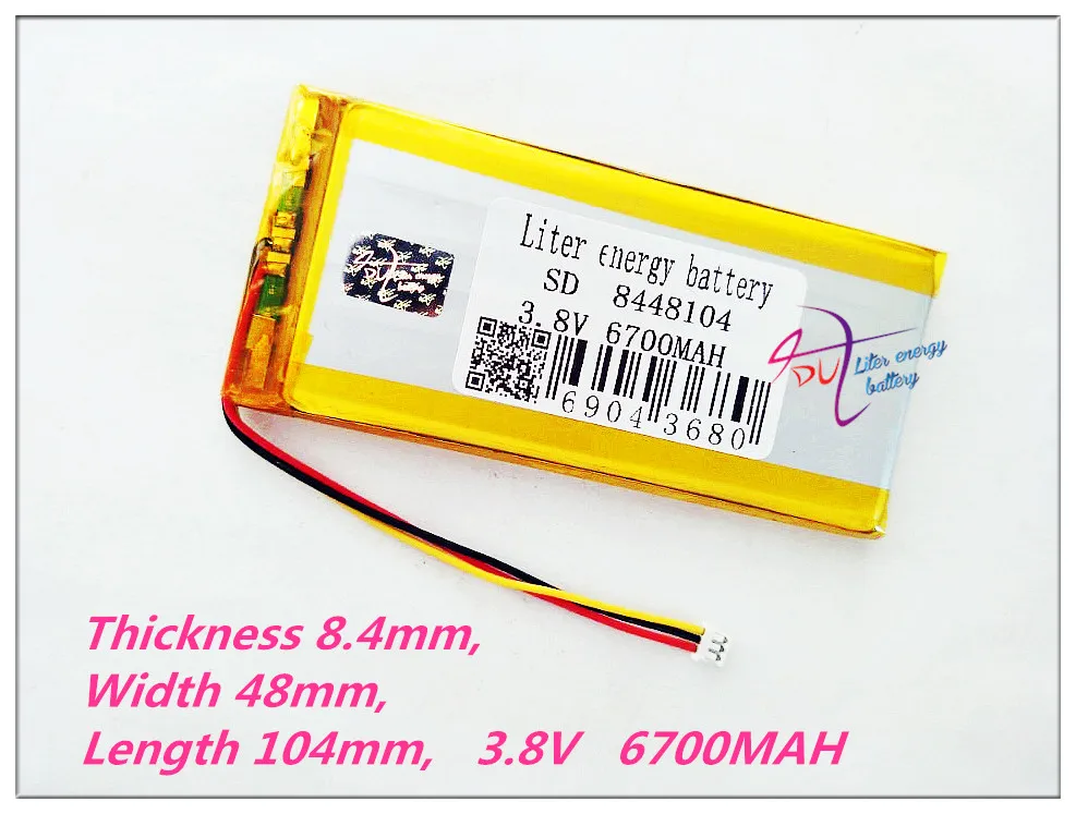 

3 thread 8448104 3.8V 6700MAH (polymer lithium ion battery) Rechargeable batteries Li-ion battery for tablet pc